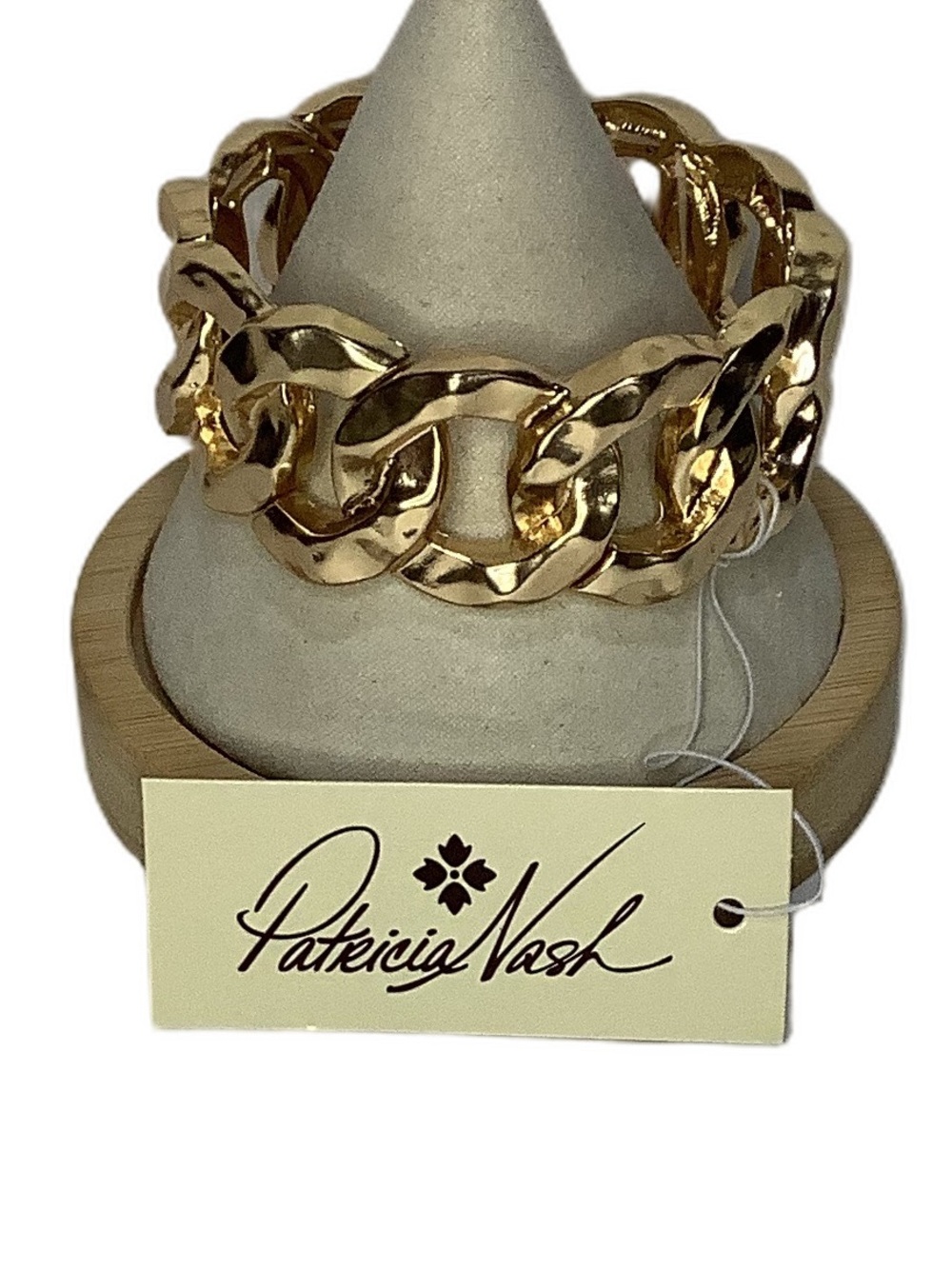 Patricia Nash Gold Hammered Link Stretch Bracelet New - Picture 2 of 4